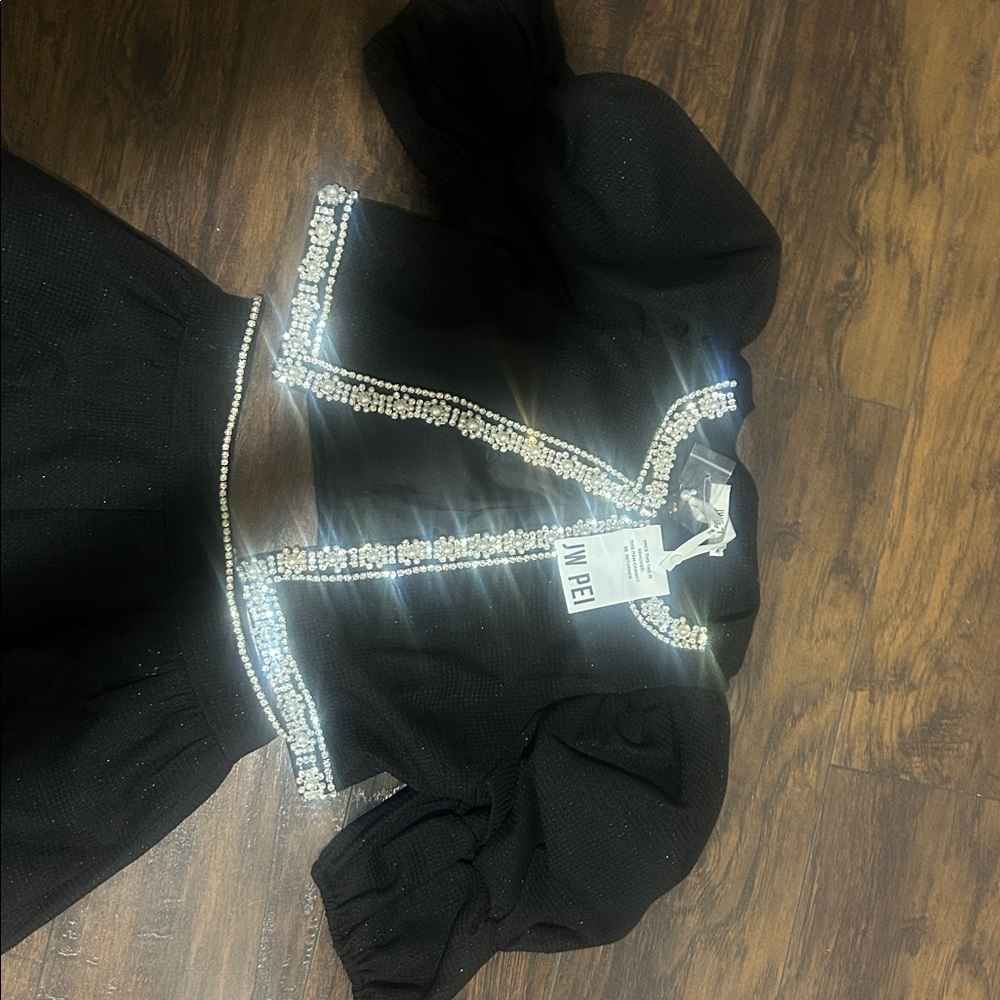JW PEI Black Mini Skirt with Pearl Accents - Picture 3 of 3